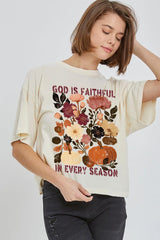 CTS-E3171 Faithful In Every Season Graphic Relaxed Crop Top $11