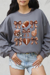 UL180P-E3054 Cute Football and Bow Graphic Plus Sweatshirt $25