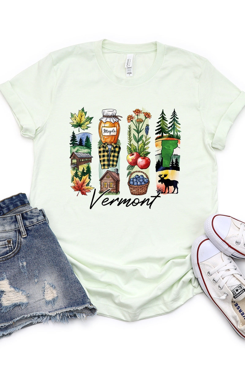 US3001-E3061VT Vermont State Brushstroke Graphic Tee $12.5