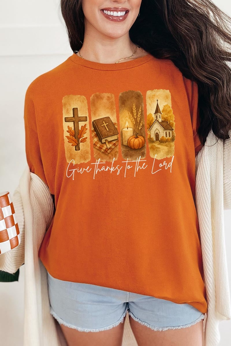 5000-E3169 Give Thanks To The Lord Graphic Heavy Cotton Tee $9