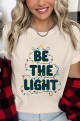 US3001P-E3202 Be the Light Christmas Graphic Plus Tee $16