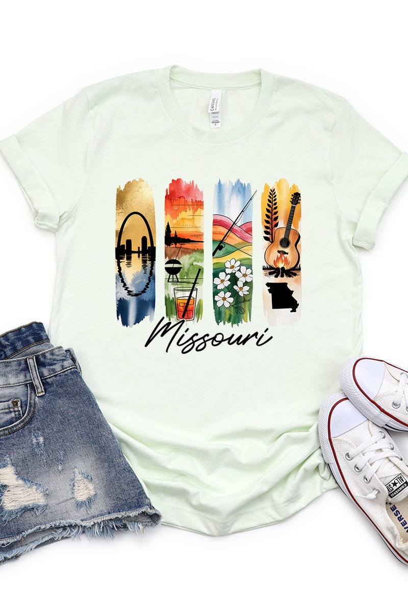 US3001-E3061MO Missouri State Brushstroke Graphic Tee $12.5