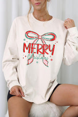 UL240P-E3197 Merry Christmas Bow Graphic Plus Long Sleeve Tee $17