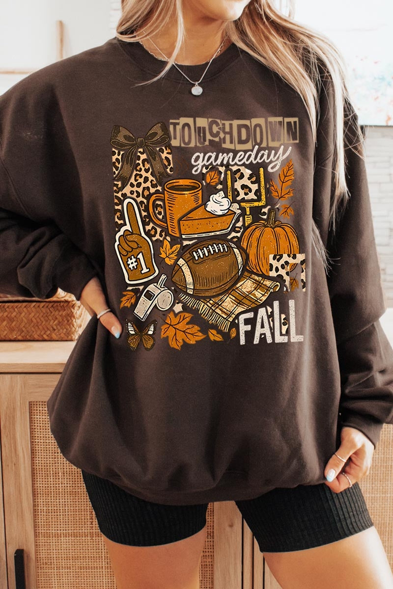 UL180P-E3134 Fall Football Collage Graphic Plus Sweatshirt $25
