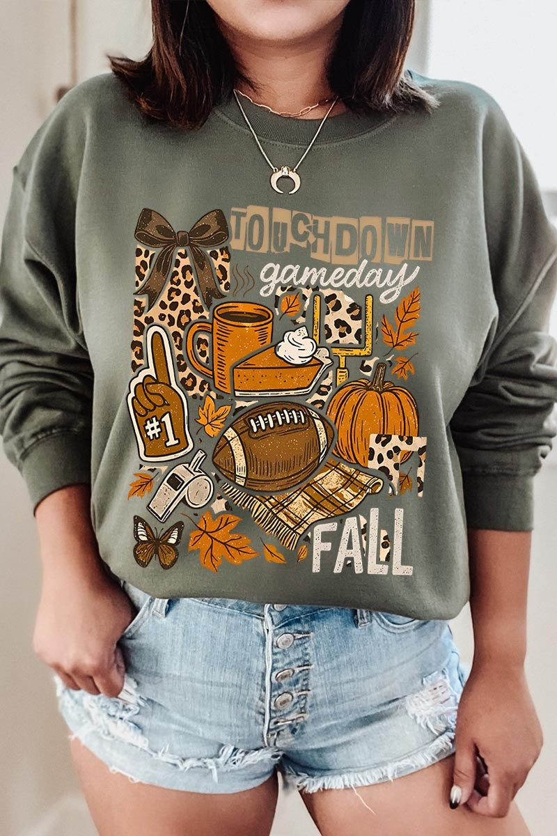 UL180P-E3134 Fall Football Collage Graphic Plus Sweatshirt $25