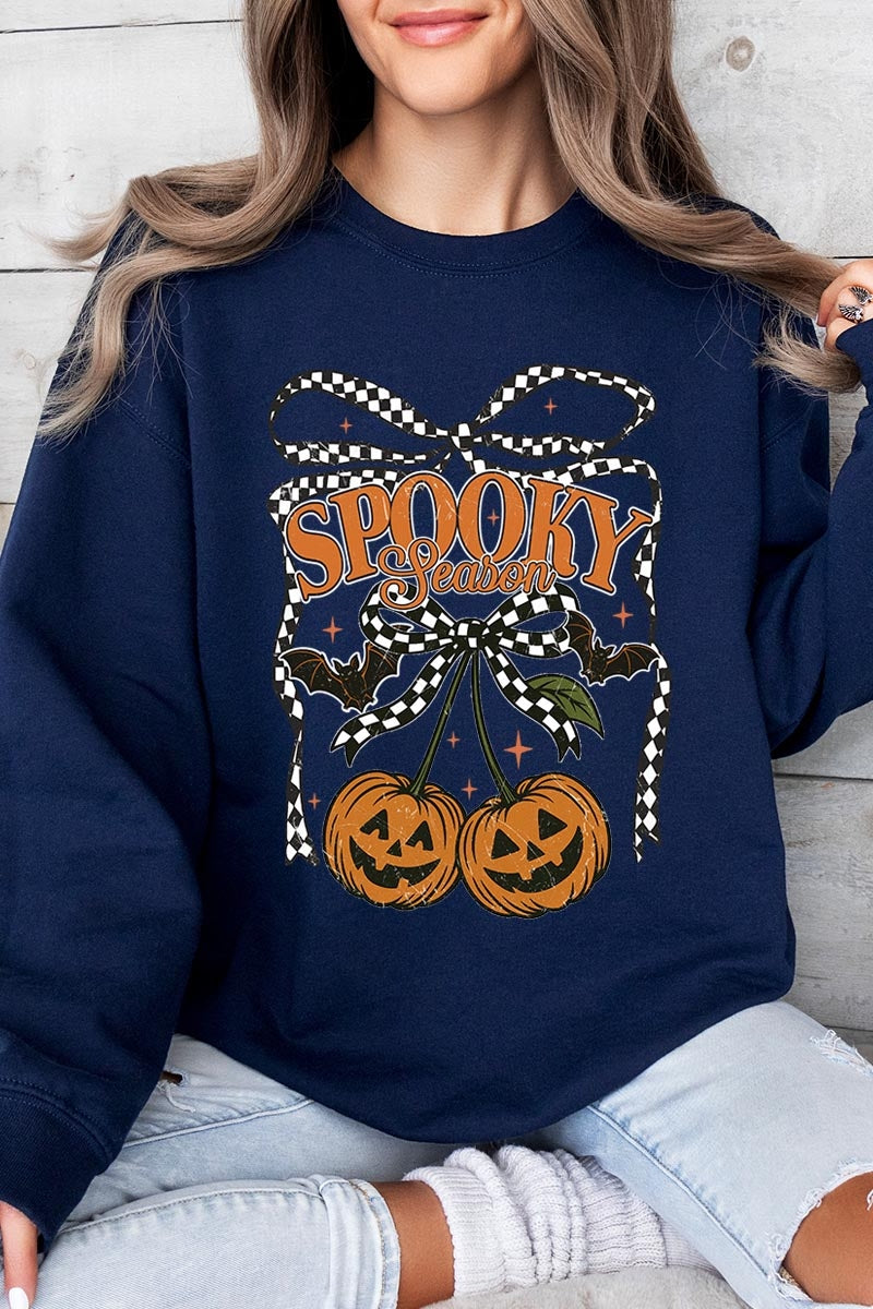 UL180P-E3085 Pumpkin Cherries Graphic Plus Sweatshirt $25