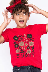 US3001Y-E3178Z Fall Floral Garden Kids Graphic Tee $11