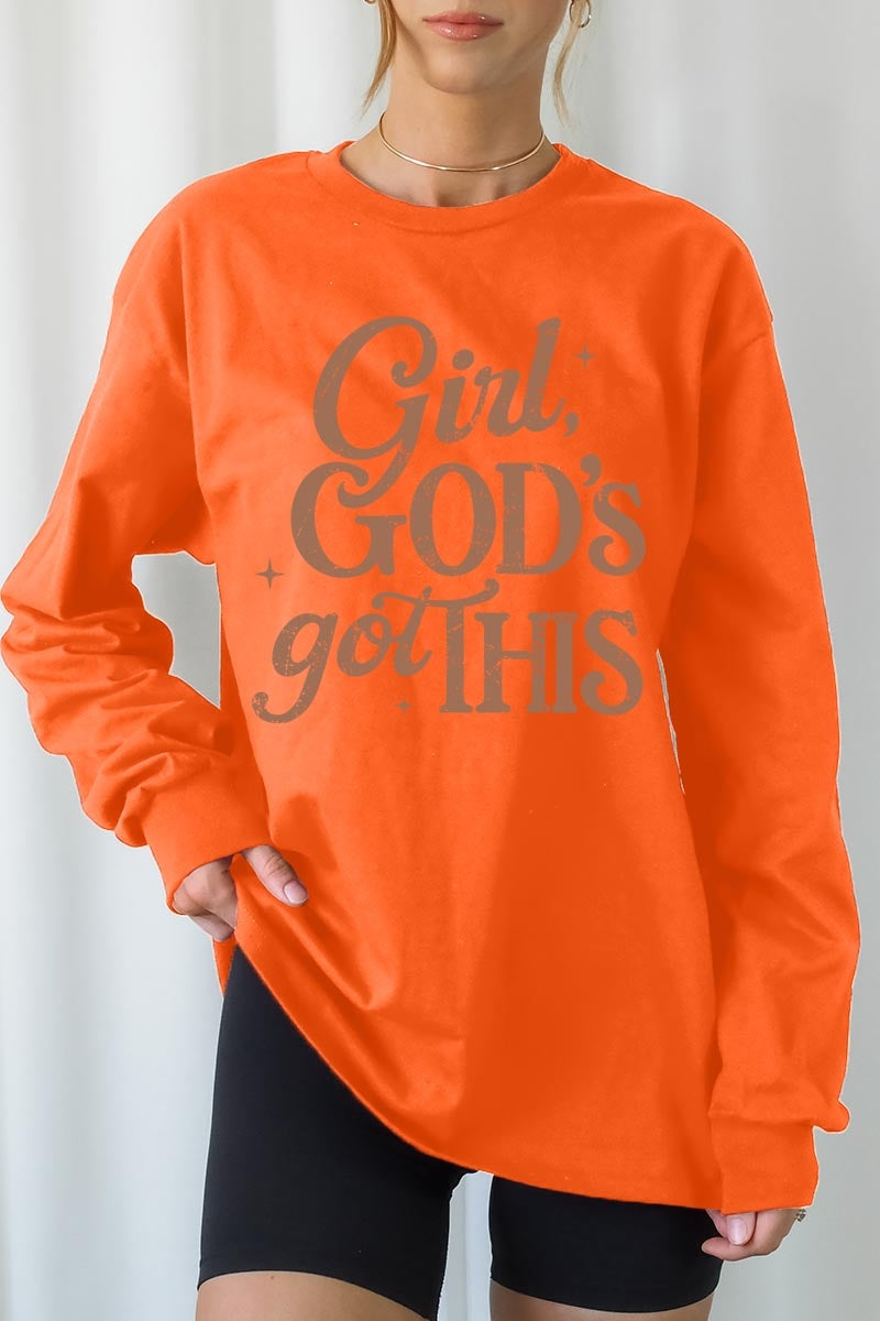 UL240-E3102 Girl, Godu2019s Got This Graphic Long Sleeve Tee $13.75