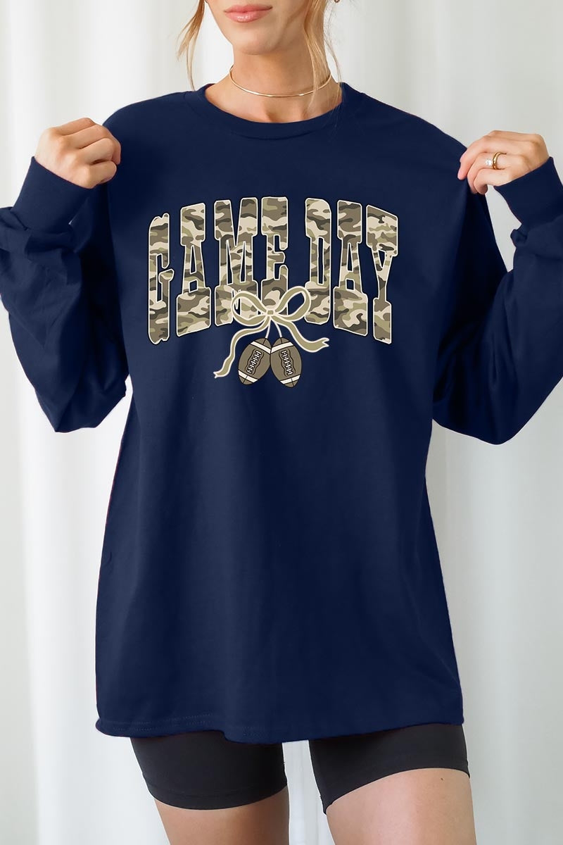 UL240-E3131 Football Game Day Camo Graphic Long Sleeve Tee $13.75