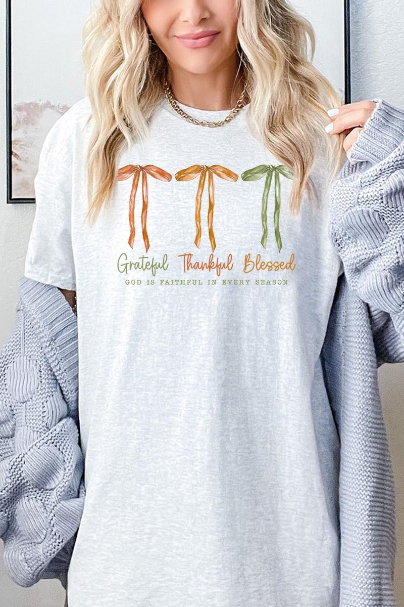 5000-E3111 Grateful Thankful Blessed Graphic Heavy Cotton Tee $9