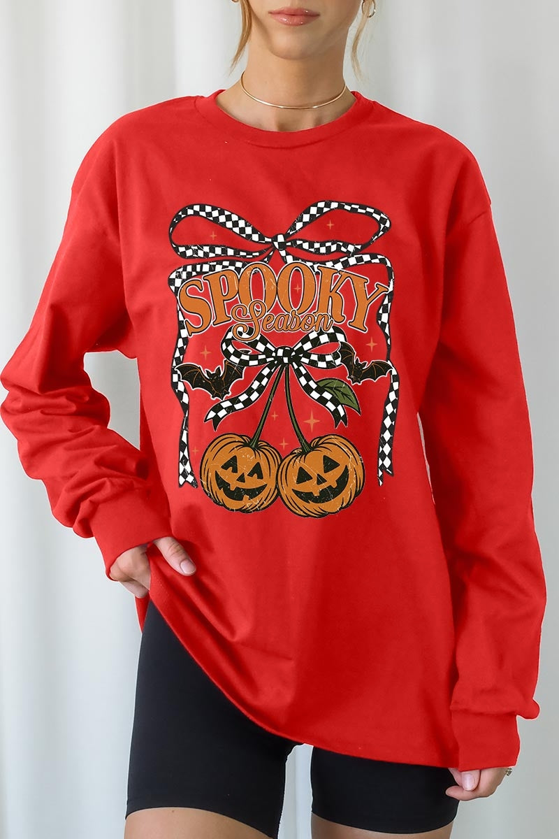 UL240-E3085 Pumpkin Cherries Graphic Long Sleeve Tee $13.75