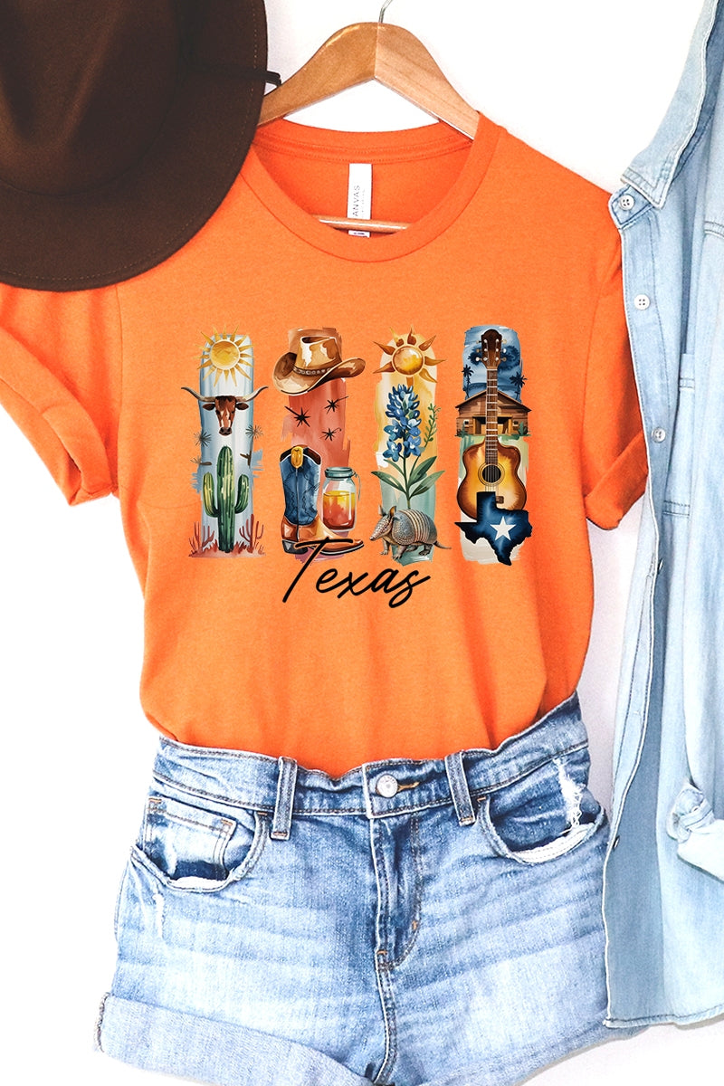 US3001-E3061TX Texas State Brushstroke Graphic Tee $12.5