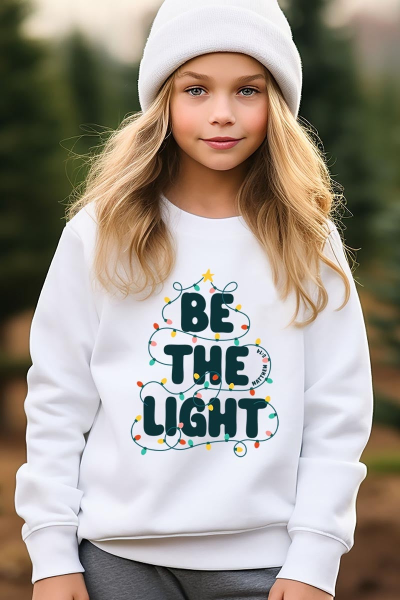 UL180B-E3202Z Be the Light Christmas Kids Graphic Sweatshirt $20