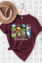 US3001-E3061WI Wisconsin State Brushstroke Graphic Tee $12.5