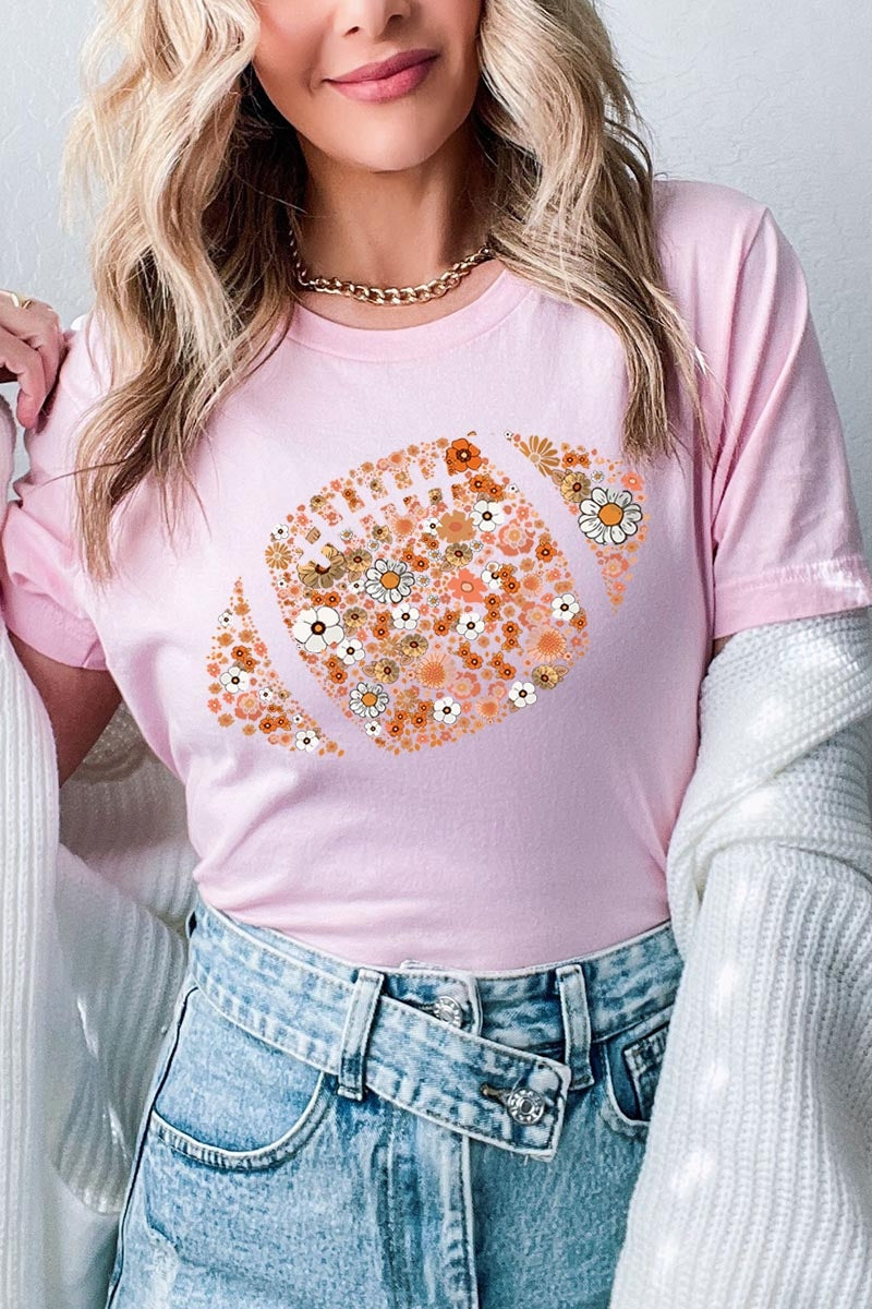 US3001P-E3133 Floral Football Graphic Plus Tee $16