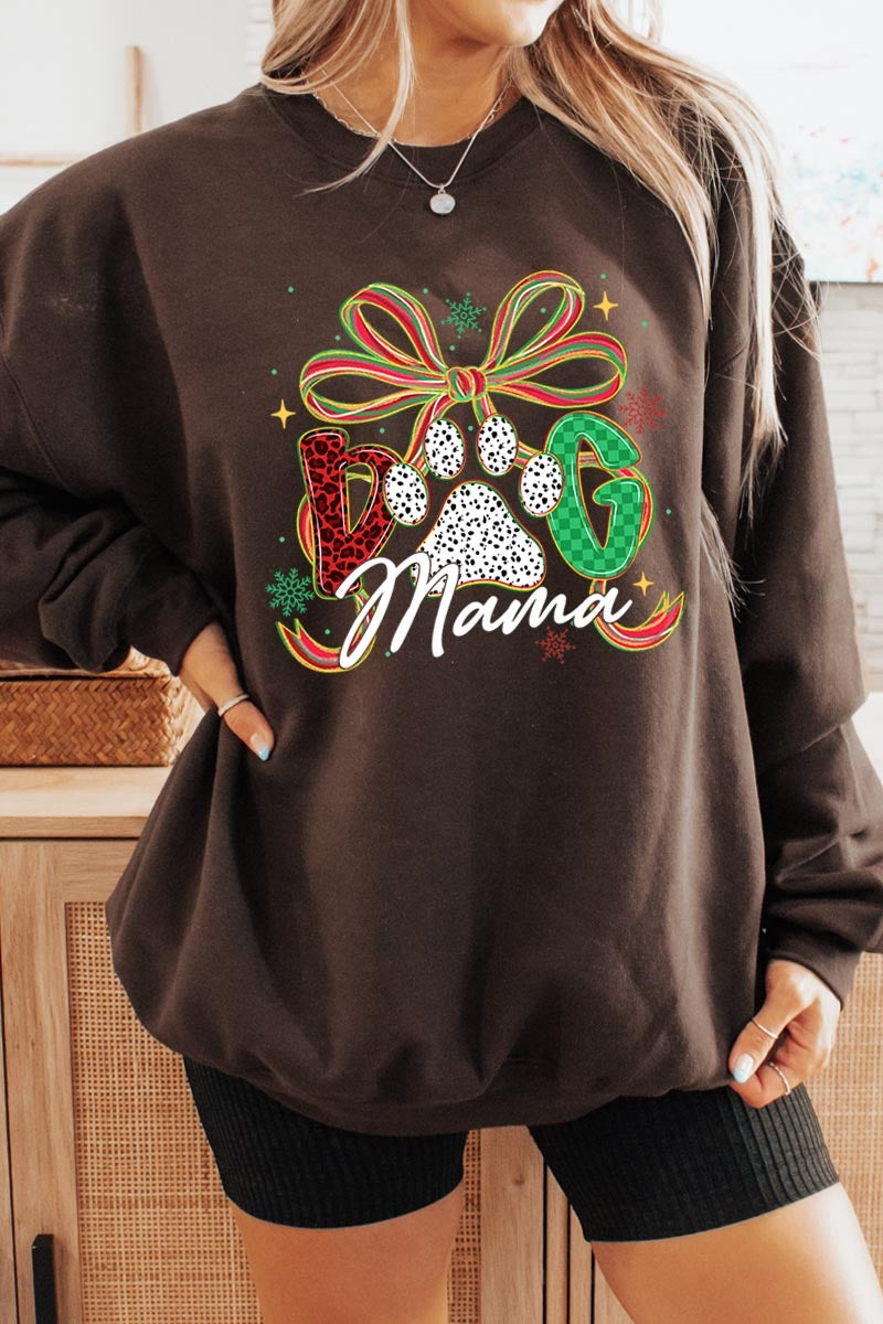 UL180-E3194 Dog Mama Christmas Paw Graphic Sweatshirt $20