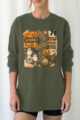 UL240-E3084 Halloween collage Graphic Long Sleeve Tee $13.75