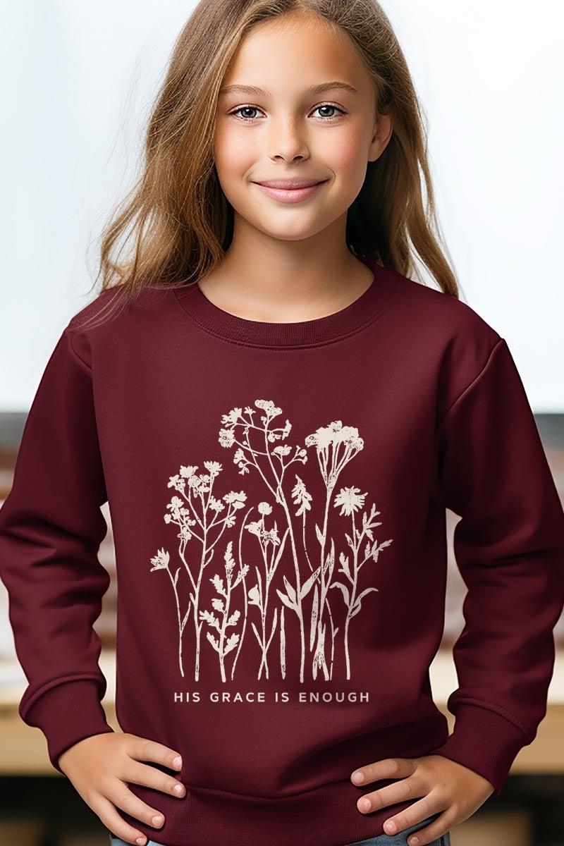 UL180B-E3146Z Christian Wildflower Kids Graphic Sweatshirt $20