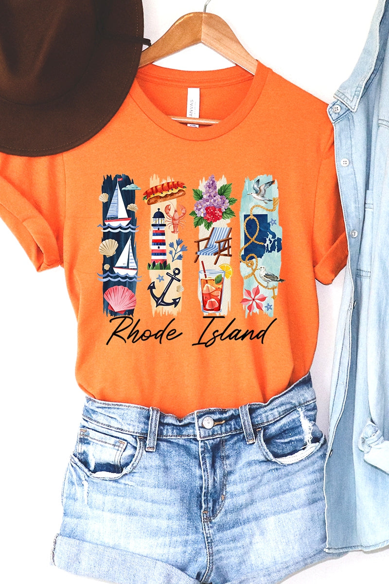 US3001P-E3061RI Rhode Island State Brushstroke Graphic Plus Tee $16