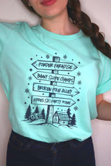US3001-E3189 Ski Lodge Signs Graphic Tee $12.5
