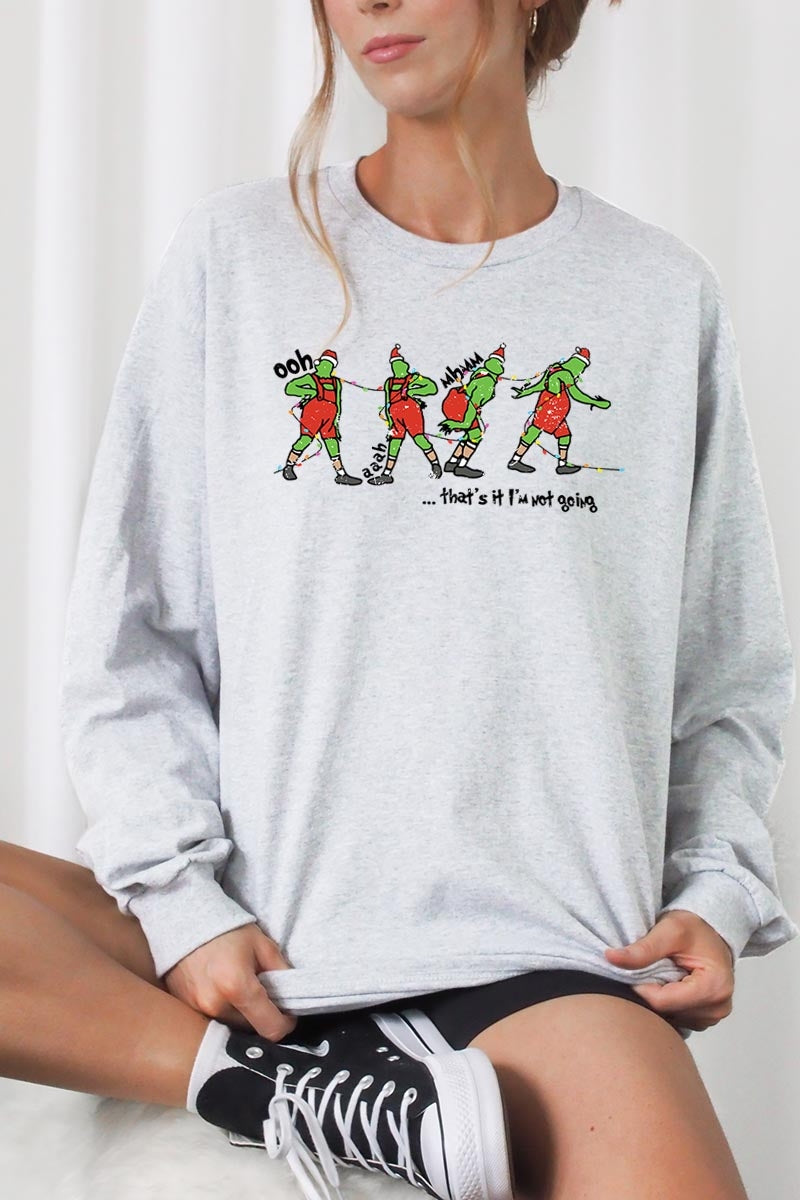 UL240-E3203 Grinch Funny Christmas Graphic Long Sleeve Tee $13.75