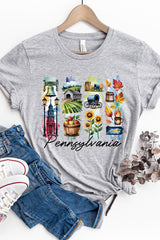 US3001P-E3061PA Pennsylvania State Brushstroke Graphic Plus Tee $16