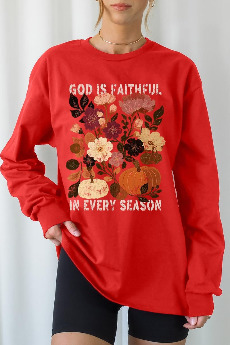 UL240-E3171 Faithful In Every Season Graphic Long Sleeve Tee $13.75