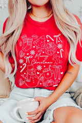US3001P-E3181 Christmas Doodle Graphic Plus Tee $16