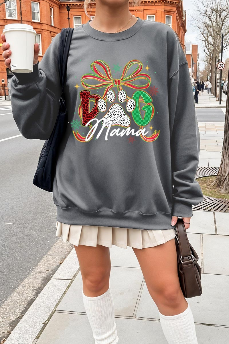 UL180P-E3194 Dog Mama Christmas Paw Graphic Plus Sweatshirt $25