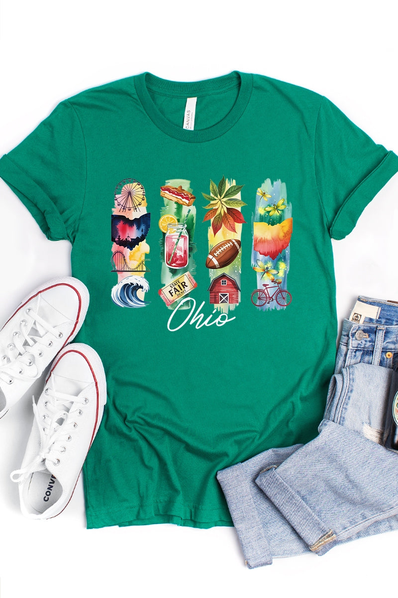 US3001-E3061OH Ohio State Brushstroke Graphic Tee $12.5