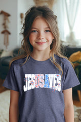 5000B-E3483Z Jesus Saves Patriotic Kids Graphic Heavy Cotton Tee $8.5
