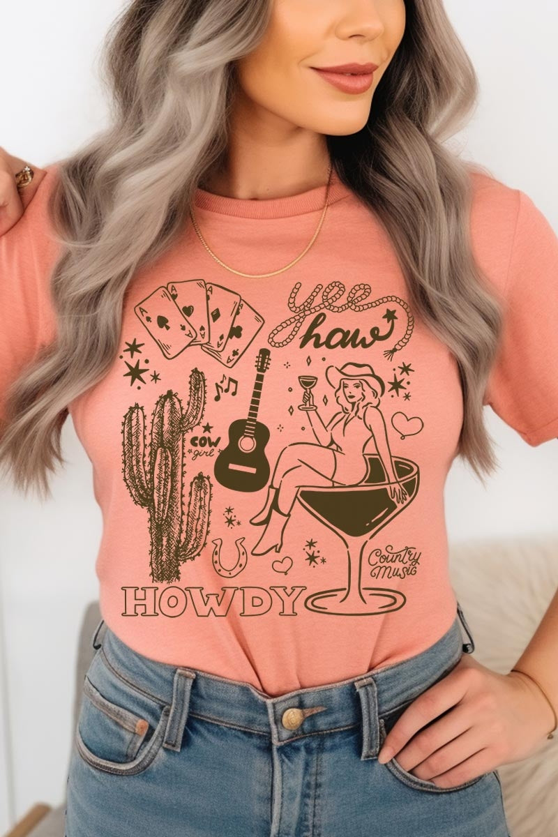 US3001-E3097 Cowgirl Country Music Graphic Tee $12.5