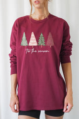 UL240P-E3218 Rustic Christmas Trees Graphic Plus Long Sleeve Tee $17