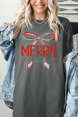5000P-E3197 Merry Christmas Bow Graphic Plus Heavy Cotton Tee $12.75