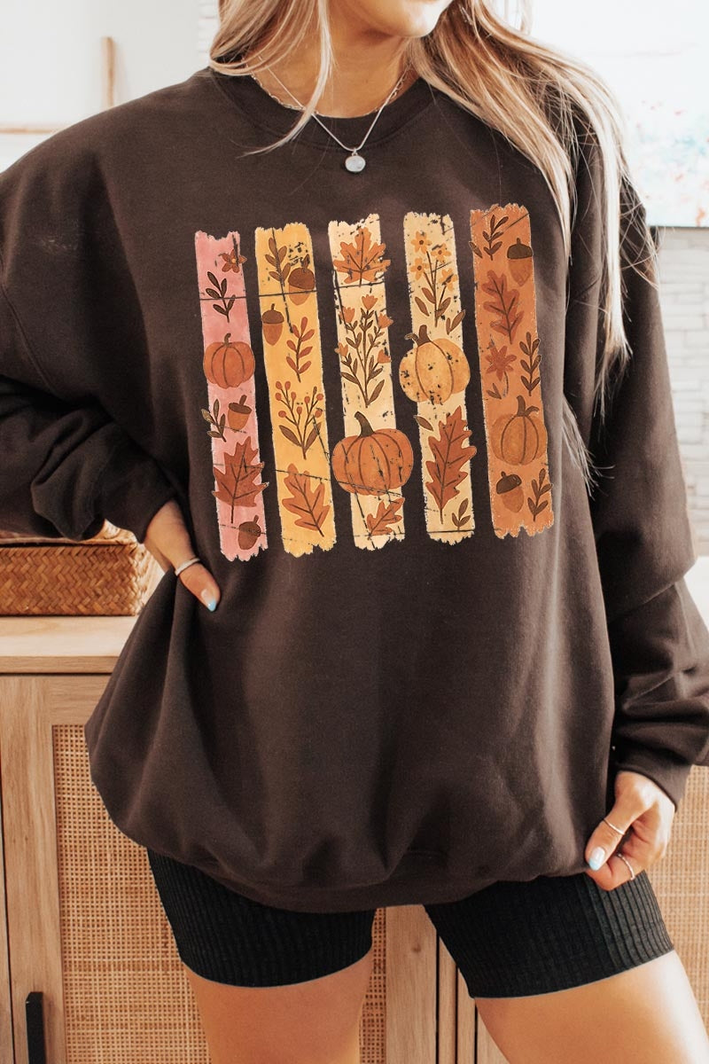 UL180-E3110 Brushstroke Boho Fall Graphic Sweatshirt $20