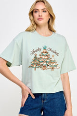 CTS-E3185 Howdy Christmas Graphic Relaxed Crop Top $11