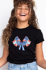 US3001Y-E3482Z Patriotic Bow Flags Kids Graphic Tee $11