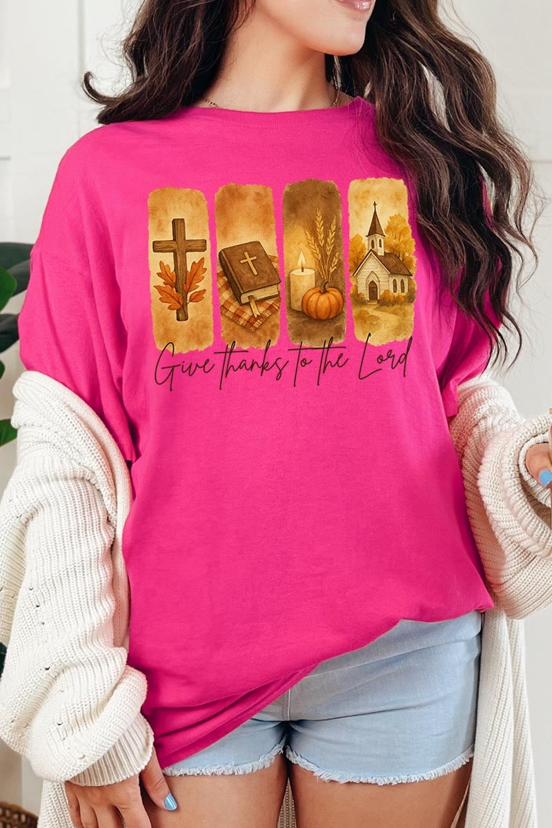 5000P-E3169 Give Thanks To The Lord Graphic Plus Heavy Cotton Tee $12.75