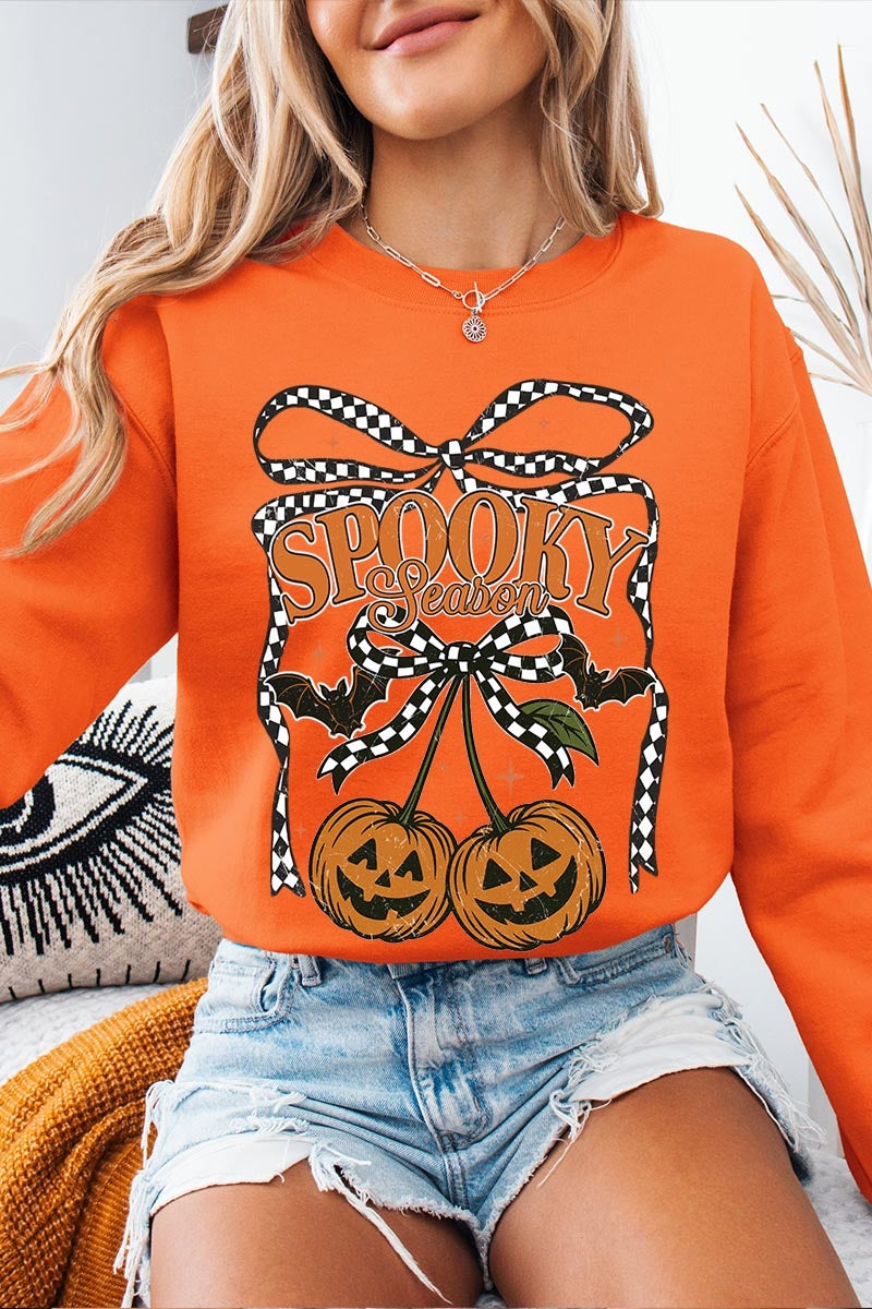 UL180-E3085 Pumpkin Cherries Graphic Sweatshirt $20