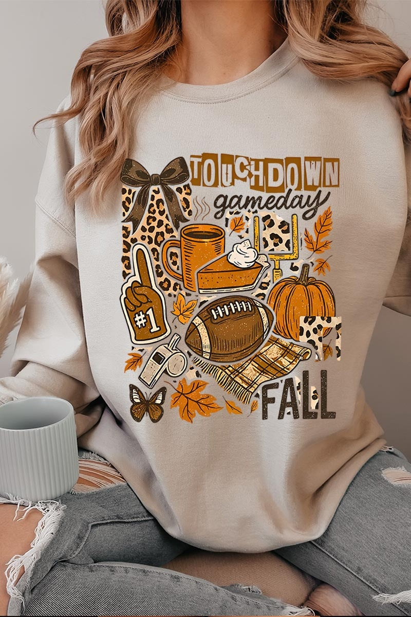 UL180-E3134 Fall Football Collage Graphic Sweatshirt $20