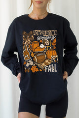 UL240-E3134 Fall Football Collage Graphic Long Sleeve Tee $13.75