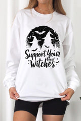 UL240-E3161 Local Witches Halloween Graphic Long Sleeve Tee $13.75