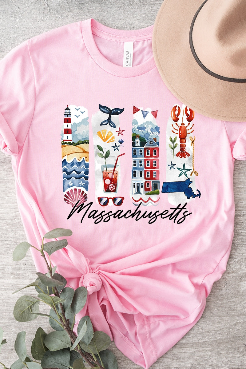 US3001P-E3061MA Massachusetts State Brushstroke Graphic Plus Tee $16