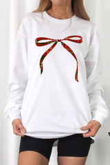 UL240P-E3211 Red Bow Christmas Graphic Plus Long Sleeve Tee $17