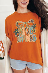 5000-E3154 Give Thanks Bow Graphic Heavy Cotton Tee $9