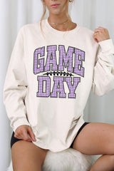 UL240P-E3127 Purple Gingham Game Day Plus Long Sleeve Tee $17