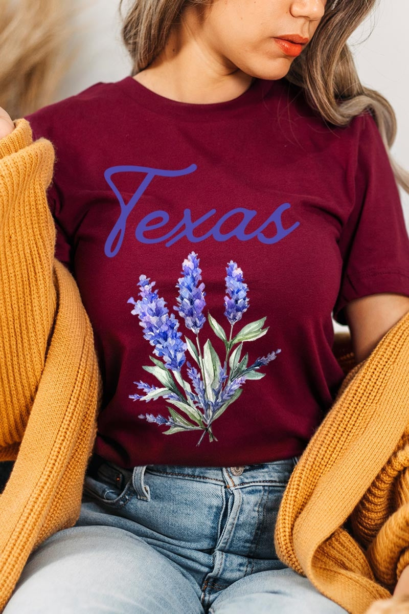 US3001-E3060 Texas Bluebonnet Graphic Tee $12.5