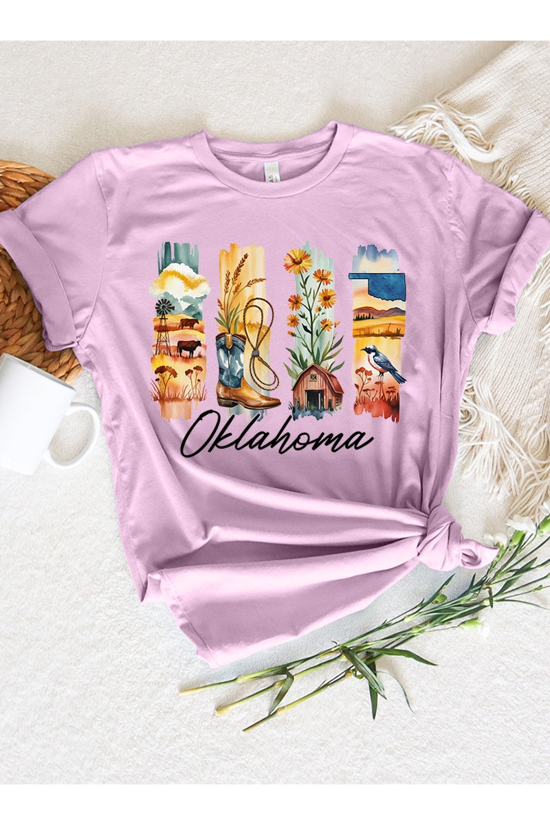 US3001P-E3061OK Oklahoma State Brushstroke Graphic Plus Tee $16