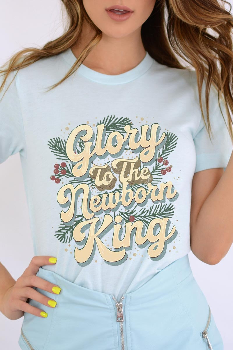 US3001P-E3220 Glory to the Newborn King Graphic Plus Tee $16