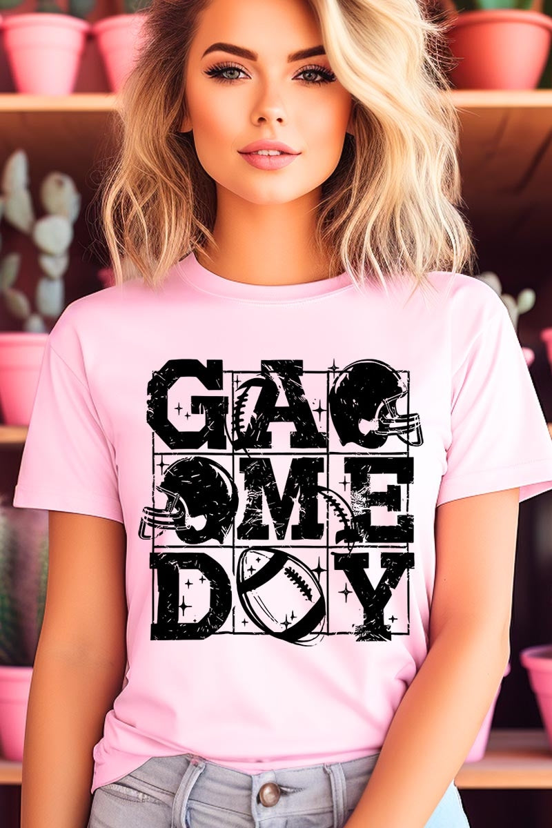 US3001P-E3073 Distressed Game Day Graphic Plus Tee $16